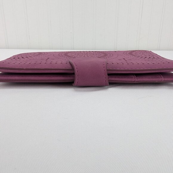 Francesca's Travel Wallet Laser Cut Design Purple Gold Clutch Style - Picture 6 of 12
